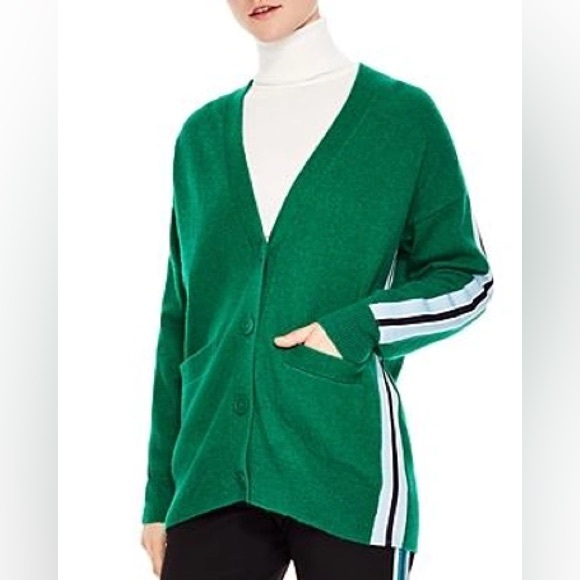 🌷Sandro Contrast Stripe Cardigan Oversized size 1 - Picture 1 of 8